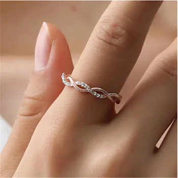 Besplatna Dostava Rose Gold Boja Twist Klasični Kubni Cirkonij Vjenčanja Vjenčani Prsten za Žene Djevojke Austrijski Crystal Poklon Prstenje