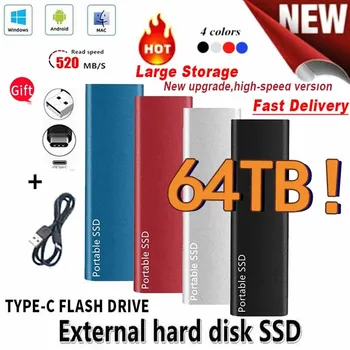 Prijenosni 100% Originalni SSD 64 TB Hard disk od 1 TB/2 TB/4 TB/16 TB/64 TB Vanjski SSD Hard disk Tip C USB3.1 Tvrdi disk, USB Flash drive
