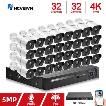 32CH 4K NVR 5MP POE Komplet CCTV Sigurnosni Sustav Audio Vodootporna Vanjska Dnevna i Noćna IP Kamera Komplet Audio video Nadzor