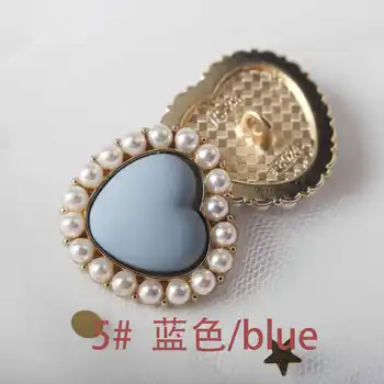 5 kom., metalni gumbi u obliku srca, pribor za odjeću, branded gumbe 23 mm, pribor za odjeću, materijali, ručni rad 