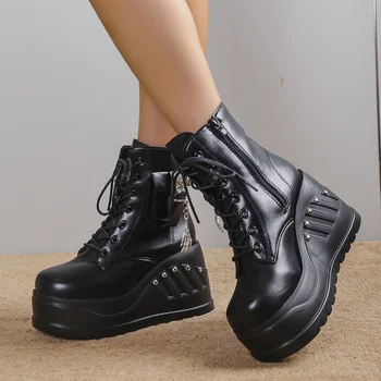 Ženske čizme; Novo zime 2022 godine; ulica cipele u stilu punk; ženske cipele na platformu i visoku petu cipele; cipele za косплея za djevojčice; ženske čizme za танкетке Slika 0