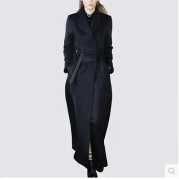 X-dug jesensko-zimsko кашемировое kaputi sa visokim strukom, ženska fina gusta topla odjeća s pojasom