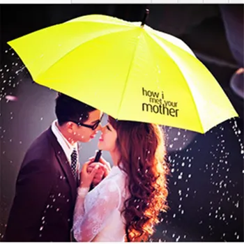 Putni Sklopivi kišobran žuti kišobran Kako sam upoznao tvoju mamu Ženske sklopivi kišobrani Pluća Sunčane дождевики Parapluie Rain Gear Slika 0