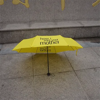 Putni Sklopivi kišobran žuti kišobran Kako sam upoznao tvoju mamu Ženske sklopivi kišobrani Pluća Sunčane дождевики Parapluie Rain Gear Slika 4