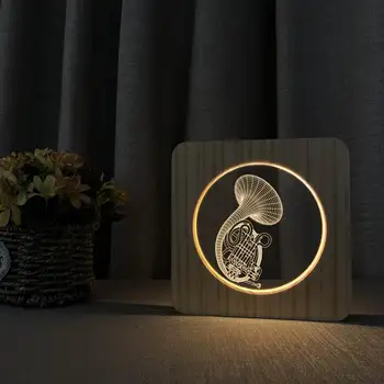 3D Led Glazbeni Instrument Saksofon Akril Drveni USB noćno svjetlo stolna Lampa Navoj Lampa za Dječju Sobu Ukrasiti