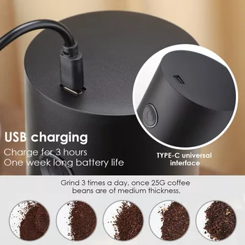 Električna Brusilica Automatski Mlin Za Grah Prijenosni Stroj Espresso kavu Za Kafić Kuća Putovanja USB Punjiva Brzo Brušenje Slika 1