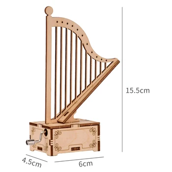 Poklon glazbene Kutije oblika Harfe dužine drške ruke ДИИ 3D drveni za gf