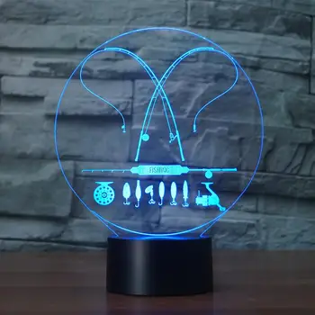 Šareni Ribolov 3D Led noćno svjetlo S Daljinskim Kontrolama na Dodir USB Lampe za čitanje za Djecu Božićni Dar Za Rođendan