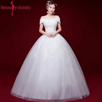 Сшитое na red Vjenčanica Loptu Haljina Beauty Emily vjenčanicu Elegantan Bijeli s otvorenim ramenima čipka-up Straga Dužine Do poda Vestido De Novia