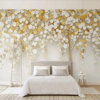 XUESU prilagođene velike pozadine zidno slikarstvo tkanina novi krug 3d trodimenzionalnu jedno stablo zlatno stablo sreće pozadina zida