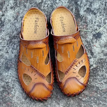 par gumenih muških rimskih sandale u rimskom stilu, muške sandale, ulica cuero couro hombre, muška kućna obuća, sandale -men sandalias safety Slika 1