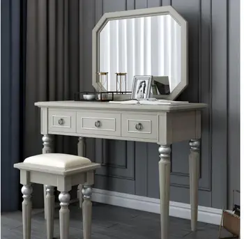 Jednostavan luksuzni moderni jednostavan potpunosti od punog drveta stol za šminkanje stolica u kombinaciji Komoda i Ogledalo mali namještaj za spavaće sobe