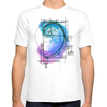 Novi Kreativni Trend Uzorak Spirale Fibonacci slijed zabavna majica geek Muška ljetna Bijela Casual Majica Unisex geeker vanjska odjeća