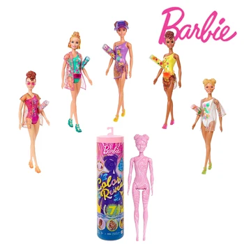 Serija Barbie GWC57 Color Discover Pop Sand & Sun 7 iznenađenja, Igračke za šminkanje princeza Бонеки, Pribor, slijepi okvir, igračka za Barbie