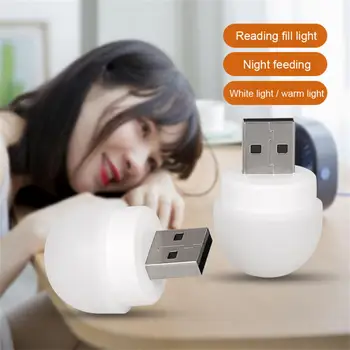 USB Mini noćno svjetlo Led Nožica Lampa Pokretna Punjenje Prijenosne Lampe Za Čitanje Knjiga Male Okrugle Lampe Za Zaštitu Očiju Za Čitanje Slika 2