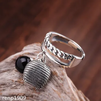 KJJEAXCMY butik nakita od 925 sterling srebra sa umetak od crnog oniksa donje prsten podrška za test