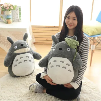 Pliš Igračku Totoro Sladak Medo Mačka Japanske Anime Lik Lutke Medo Totoro S Listom Lotos Dječje Igračke Rođendan Božićni Poklon
