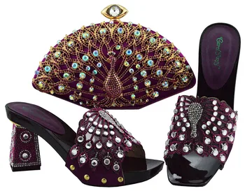 Nedavna prodaja kompleta torbi i cipela u nigerijskom stilu Za žene, komplet cipela i torbe u ton, talijanske cipele s torbama u ton za vjenčanje QSL004